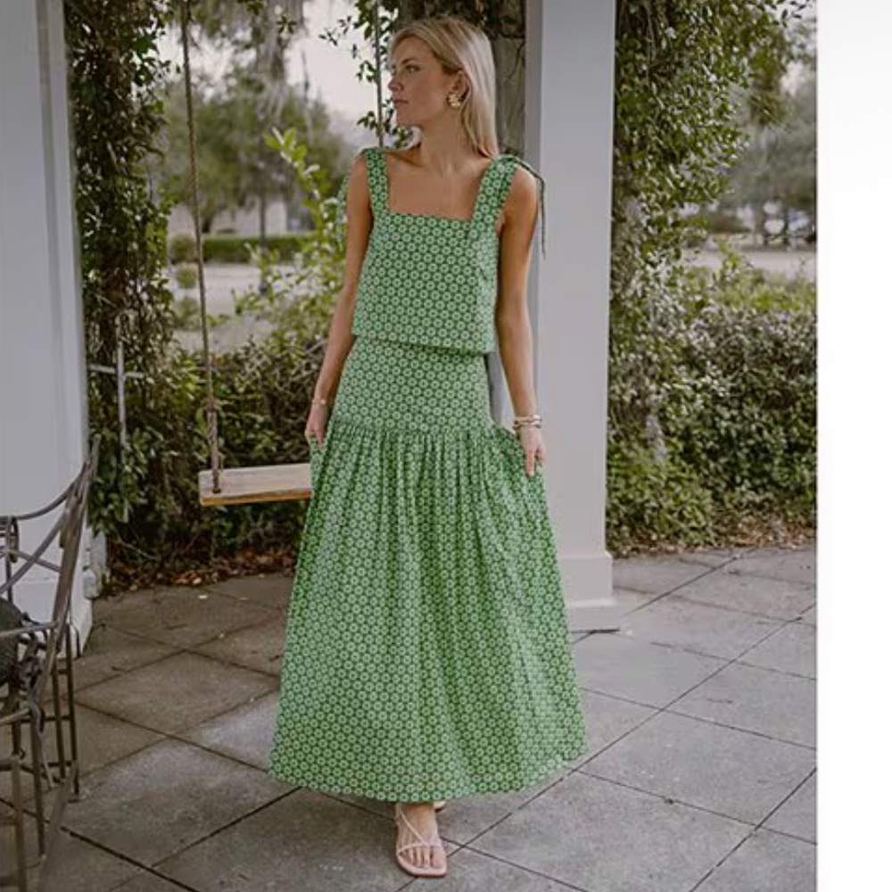 ANTONIO MELANI Green Printed Maxi Skirt set - Picture 6 of 13